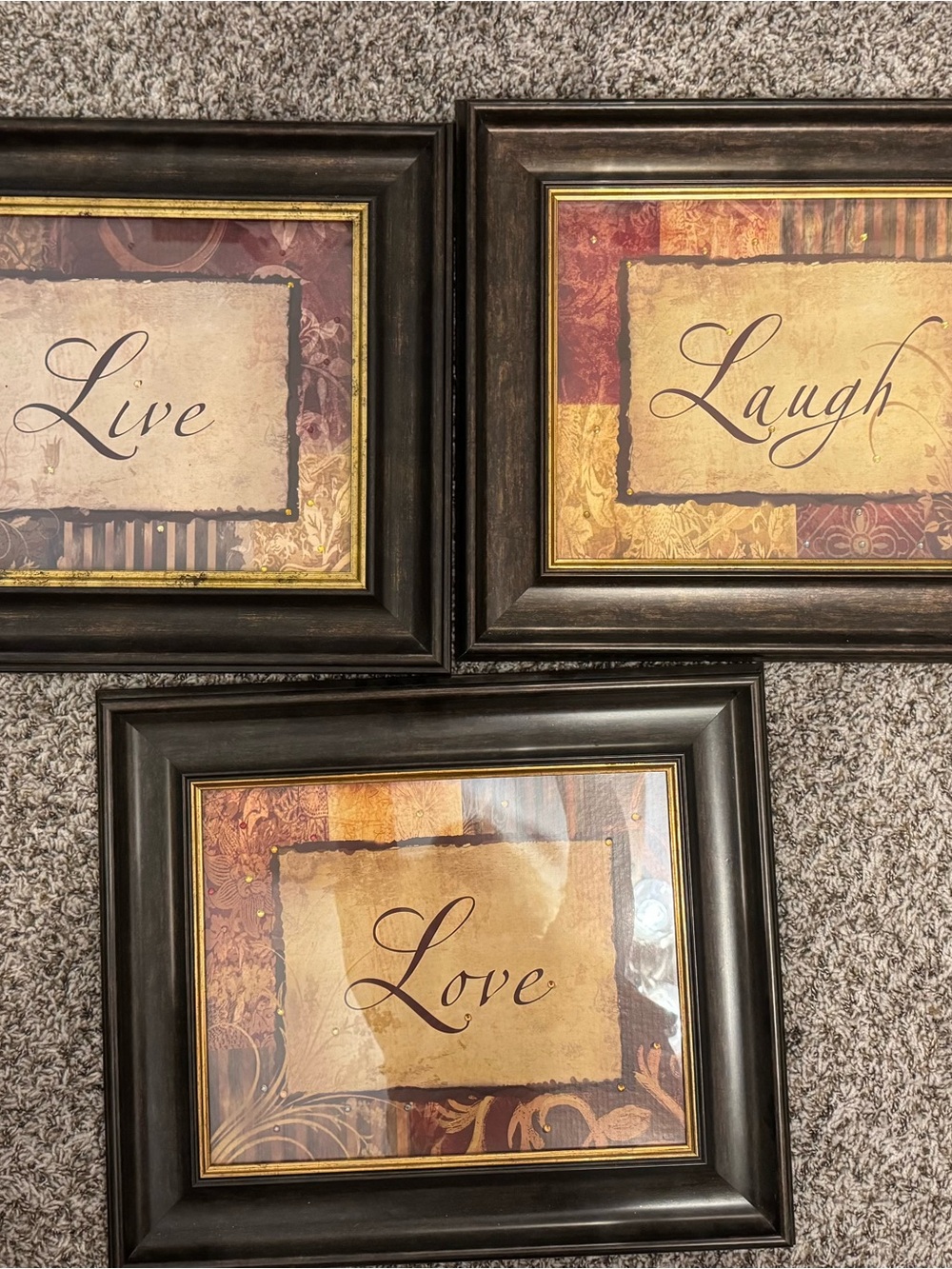 Kirklands Live Laugh Love Framed Wall Art - Brown and Gold Accents